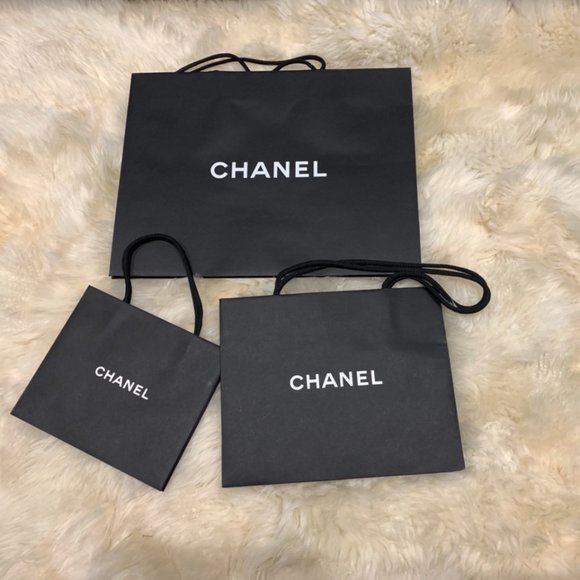 Set of 3 Chanel Shopping Bags Black authentic - Picture 2 of 5
